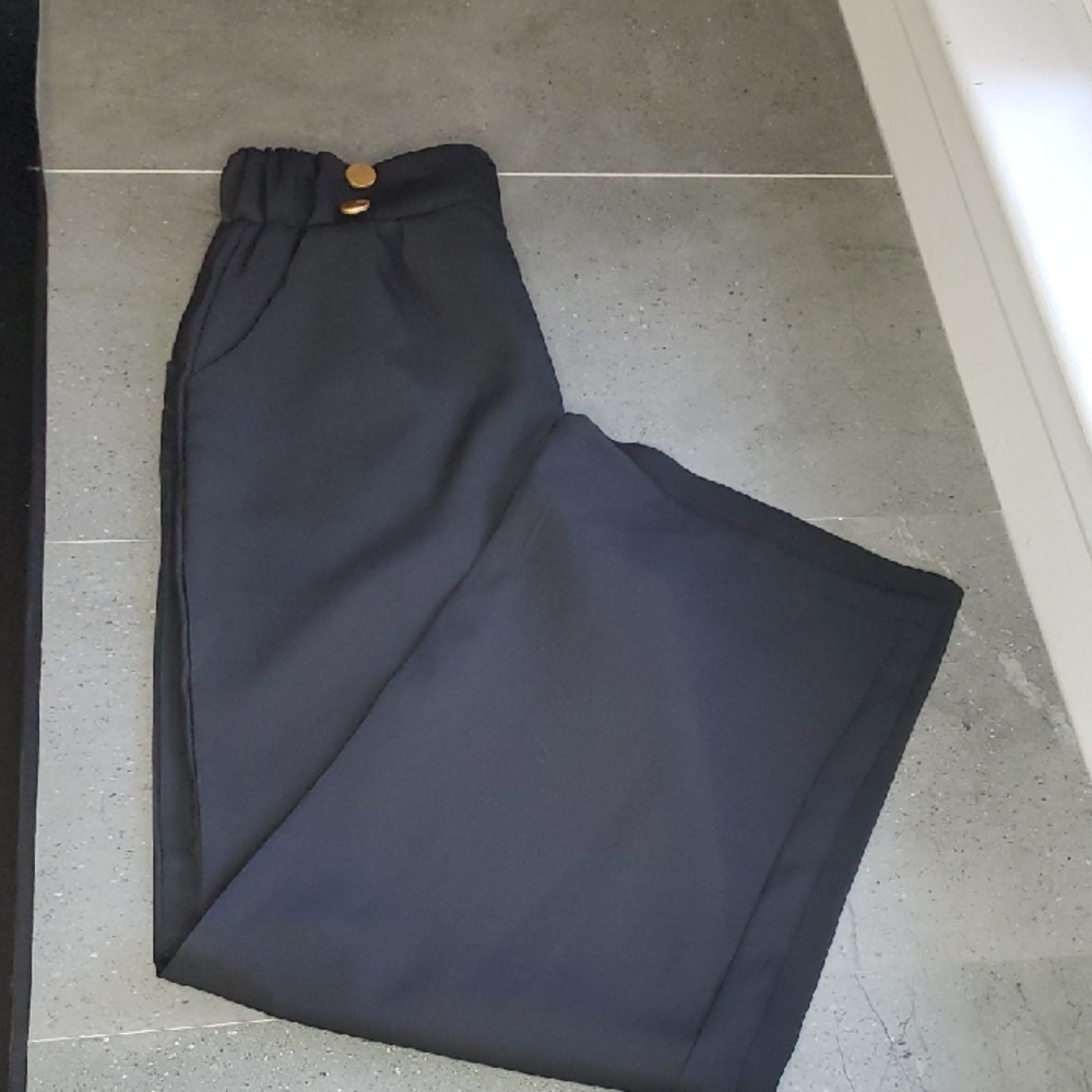 Black Pants with Gold Button